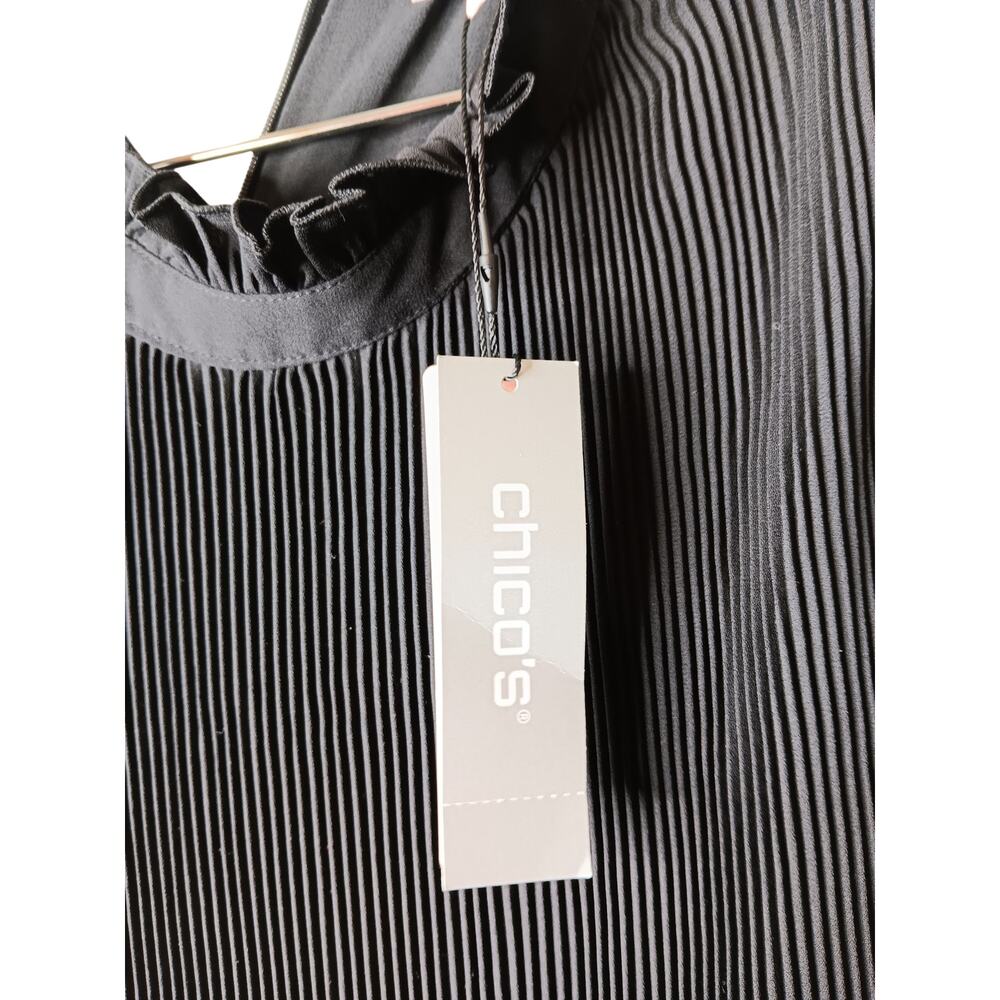 New with Tags Chico’s Black Label Pleated High Neck Dress Size 12 Black Modest - Picture 14 of 15